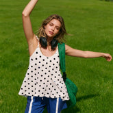 Tie Up Polka Dot Print Vest